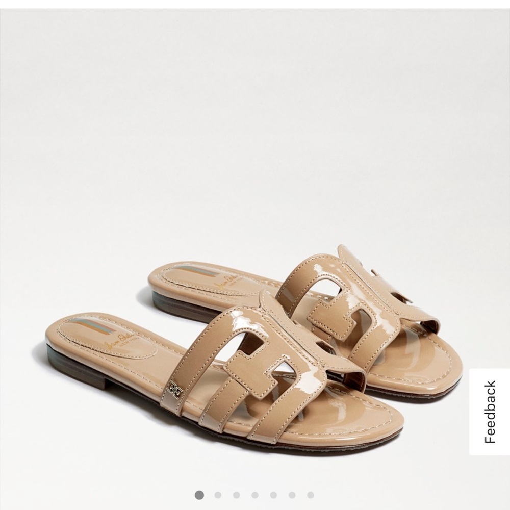 Sam Edelman bay slide sandal color almond patent size 6 NWT